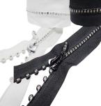 Meterware Strass Reißverschluss endlos schwarz & weiss 