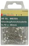 CreaStyle - Glaskopf Stecknadeln WEISS 0,70 x 38mm / 80St. 