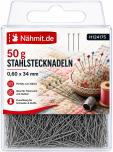 Nähmit - Stahl Stecknadeln silber 0,60 x 34mm / 50 Gramm 