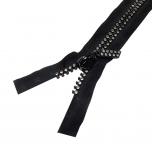 Exclusiv Doppelreihiger Strass Reißverschluss teilbar schwarz 