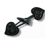 Dufflecoat / Knebelverschluss Kunstleder schwarze Herzen 