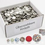 100 Überziehbare Knöpfe in verschiedenen Größen 11mm - 38mm 