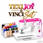 TEXI JOY 13 & VINCI Set – Nähmaschine mit 24 Nähgarnen & Garnständer 