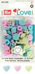 PRYM Prym Love Druckknopf Color Herz 12,4 mm rosa/grün/hellblau 