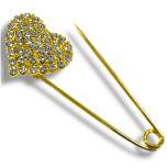 Nähmit Strass Kiltnadel 70mm HERZ - GOLD 