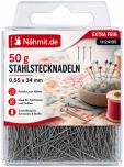 Nähmit - Stahl Stecknadeln EXTRA FEIN silber 0,55 x 34mm / 50 Gramm 
