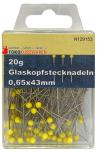 CreaStyle - Glaskopf Stecknadeln QUILTNADELN GELB / 20 Gramm 0,64x43mm 