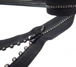 Fashion Strass Reißverschluss teilbar SCHWARZ 