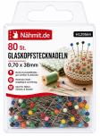 Nähmit - Glaskopf Stecknadeln BUNT 0,70 x 38mm / 80St. 