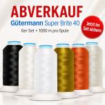 ABVERKAUF - Gütermann 6 ROLLEN SUPER BRITE - Maschinen Stickgarn Polyester - 1000m 