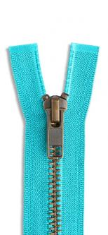 YKK Altmessing Metall Reißverschluss teilbar 547 - wasserblau