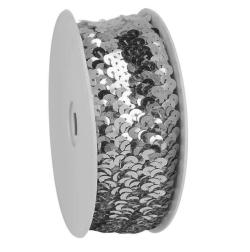 Paillettenband elastisch silber 50mm extra breit silber