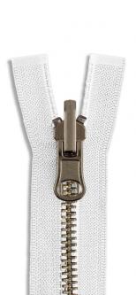 YKK Altmessing Metall Wende Reißverschluss teilbar 501 - weiss