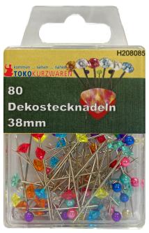 CreaStyle - DEKO Stecknadeln Bunt 38mm / 80St. 