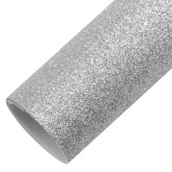 GLITZER Kunstleder Stoff 50 x 70 cm für kreative Näh- und Bastelprojekte Silber
