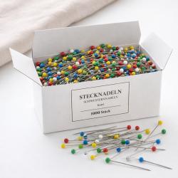 Multipackung Große Stecknadeln / Schwesternnadeln bunt 1000St. 