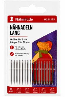 Handnähnadeln lang Nr. 5 - 9 / 33 - 39mm Lang Größe - 5-9