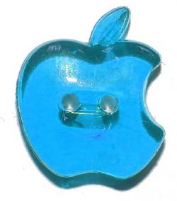 Kinderknopf Apfel design 20mm blau transparent 