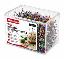 Nähmit - Multipackung *Super Feine* Glaskopf Stecknadeln 1000St. 