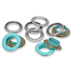PRYM Ösen mit Scheiben 20 St. (14 mm / mint-silber) 14mm - Mint
