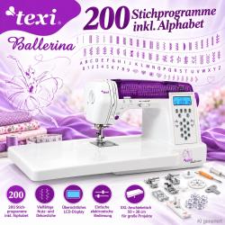 TEXI BALLERINA Computer-Nähmaschine – 200 Stichprogramme mit Anschiebetisch 