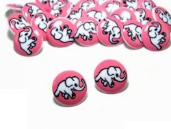 Kinderknopf rund Elefant rosé 