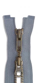 YKK 2-Wege Metall Altmessing Reißverschluss - Zweiwege 578 - mausgrau