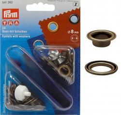 PRYM Ösen und Scheiben MS 8,0 mm altmessing 
