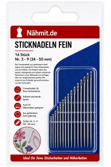 Sticknadeln fein 16 Stück Nr. 3 - 9 