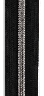 Spirale Metallisierter Reißverschluss - Meterware endlos schwarz - silber