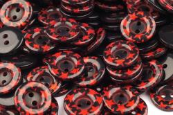 Blusenknopf Sternenkranz rot - schwarz 15mm 