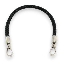 1 Taschengriff Lederoptik – Geflochten – 60 cm – Schwarz Schwarz - Silber