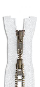 YKK 2-Wege Metall Altmessing Reißverschluss - Zweiwege 501 - weiss