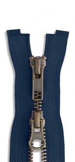 YKK 2-Wege Metall Altmessing Reißverschluss - Zweiwege 058 - marine