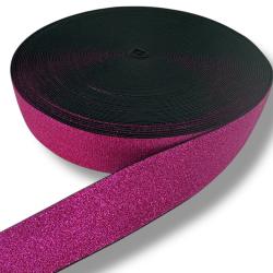 Glitzer Gummiband Bundgummi - 40mm breit Meterware 816 - pink