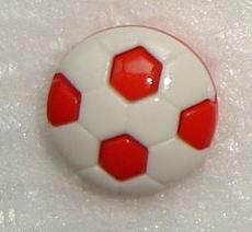 Kinderknopf rot / weiß Fußball 13mm 