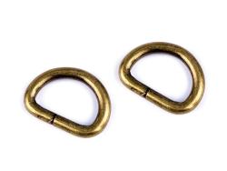 D-Ring Halbrundringe für Taschen 15mm Altmessing