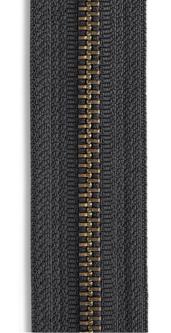 YKK Metall endlos Reißverschluss Meterware - 5mm schwarz - altmessing