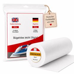 2 Meter - Nähmit Bügelvlies - Bügeleinlage WEISS 501 - weiss