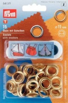 PRYM Ösen und Scheiben MS 11,0 mm goldfarbig 