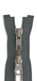 YKK 2-Wege Metall Altmessing Reißverschluss - Zweiwege 182 - dunkelgrau