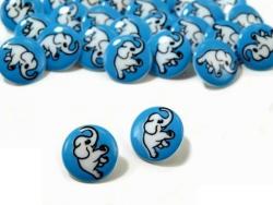 Kinderknopf rund Elefant blau 