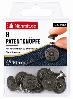 Nähmit - Patentknöpfe / Hosenknöpfe altsilber 
