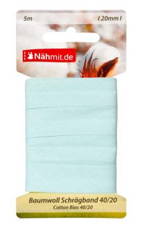 Nähmit 5m Karte Baumwoll Schrägband, 100% Baumwolle 40/20 542 - hellblau