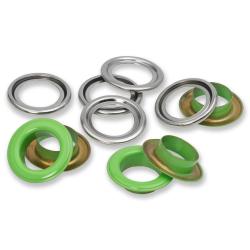 PRYM Ösen mit Scheiben 20 St. (14 mm / grün-silber) 14mm - Grün
