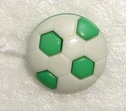 Kinderknopf grün / weiß Fußball 13mm 