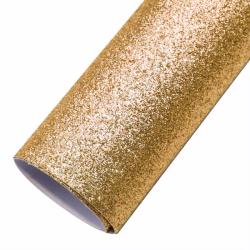 GLITZER Kunstleder Stoff 50 x 70 cm für kreative Näh- und Bastelprojekte Gold