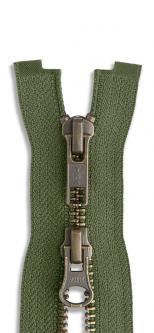 YKK 2-Wege Metall Altmessing Reißverschluss - Zweiwege 078 - dunkelolive