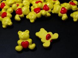 Kinderknopf gelb / rot Teddybär 
