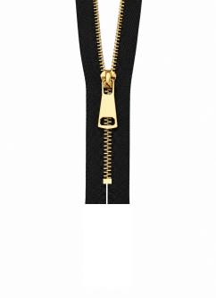 NICHT TEILBARER - Metall Reißverschluss bis 80cm Silber / Gold / Titan GOLD-SCHWARZ